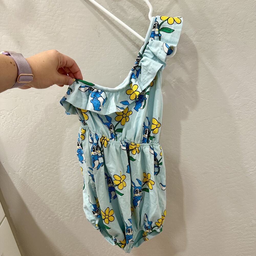 Hugo Loves Tiki Blue Bunnies One Shoulder Romper